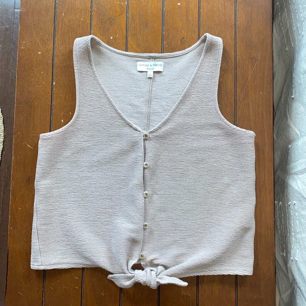 Madewell Texture & Thread V Neck Button-Front Tank, S